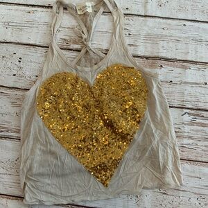 The‎ Clas-sic Sequin Heart Razorback Tank - Size Small